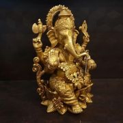 Lotus Designer Ganesha | Brass God Statue | Pure & Antique 12″