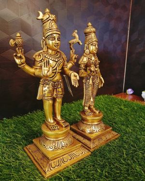 Brass Sivan Parvanthi Standing Idol / Pure & Antique