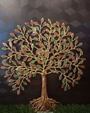 Brass Kalpavrisham Tree Color Antique Finish With Root 19″