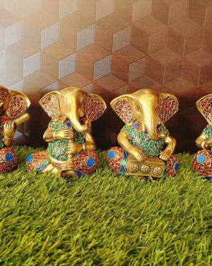 Brass Stone Ganesha  Pure & Antique