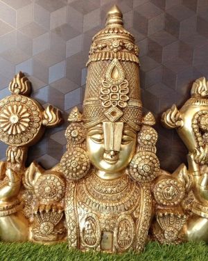 Brass Thirupati Balaji Venkateswara Perumal Idol , Pure & Antique 18.5″