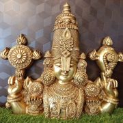 Brass Thirupati Balaji Venkateswara Perumal Idol , Pure & Antique 18.5″