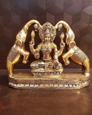 Brass Big Gajalakshmi Idol 7.5″ , Pure & Antique