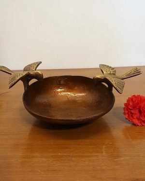 Brass Bird Bowl Uruli With Brown Color / Pure & Antique