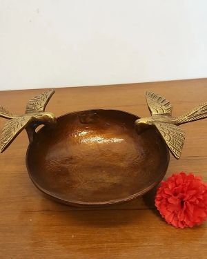 Brass Bird Bowl Uruli With Brown Color / Pure & Antique