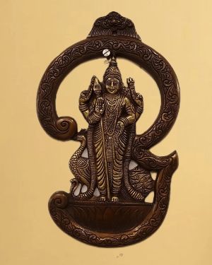 Brass Lord Karthikeya With Om Wall Hanging Idol- 13.5