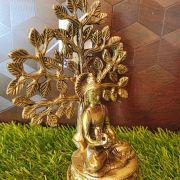 Brass Buddha With Tree Statue 7″