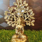 Brass Buddha With Tree Statue 7″