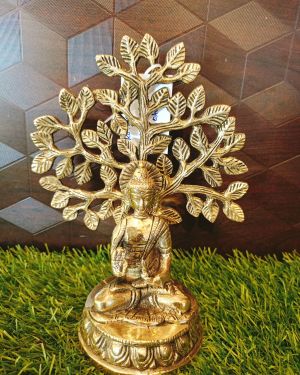 Brass Buddha With Tree Statue 7″