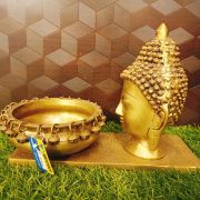 Brass Buddha And Uruli On Base 8.5″ / Pure & Antique