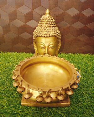 Brass Buddha And Uruli On Base 8.5″ / Pure & Antique