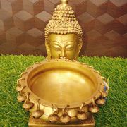 Brass Buddha And Uruli On Base 8.5″ / Pure & Antique