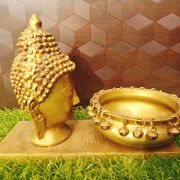 Brass Buddha And Uruli On Base 8.5″ / Pure & Antique