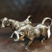 Brass Bull Set Idol Antique Finish 4.5″