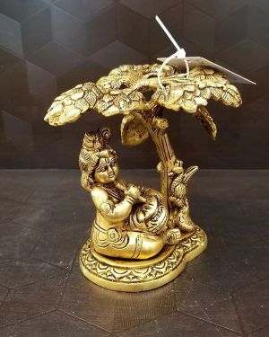 Brass Butter Krishna Under The Tree Idol 5″