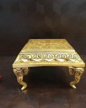 Brass Chowki Stand With Elephant Face / Pure & Antiue