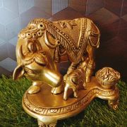 Buy Brass Cow And Calf With Milk Pot Idol / Pure & Antique 6″