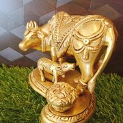 Buy Brass Cow And Calf With Milk Pot Idol / Pure & Antique 6″