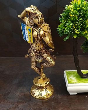 Brass Decor Lady With Mirror Idol / Pure And Antique