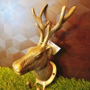 Brass Deer Face Wall Mount 8″