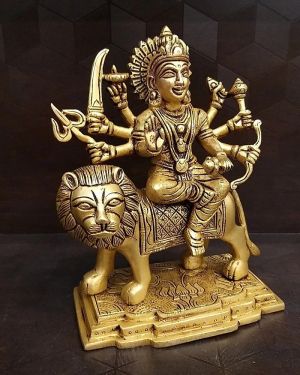 Brass Durgai Amman Golden Finish , Pure & Antique  8″