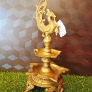 Brass Two Layer Peacock Diya , Pure & Antique 16″