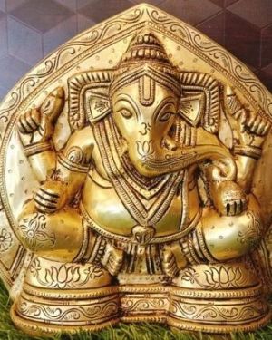 Brass Ganesha Idol Wall Hanging , Pure & Antique 10.5″