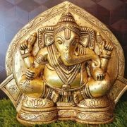 Brass Ganesha Idol Wall Hanging , Pure & Antique 10.5″