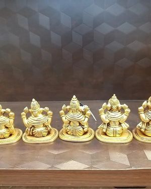 Brass Ganesha Musical set Idol 4″ / Pure & Antique