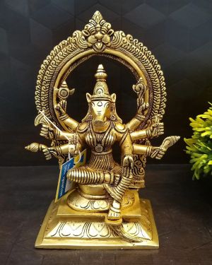 Brass Varahi Amman With Designer Arch Statue 9.5″ , Pure & Antique