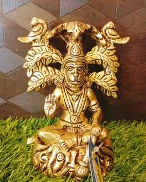 Brass Sitting Hanuman Infront Of Tree 6″