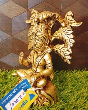 Brass Sitting Hanuman Infront Of Tree 6″