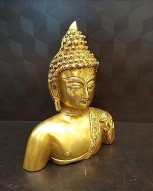 Brass Buddha Head Large Base Idol 9.5″ / Pure & Antique