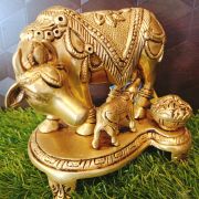 Brass Cow And Calf With  Milk Pot 6″ / Pure & Antique