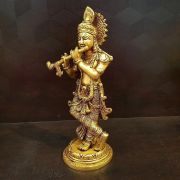 Brass Krishna With Curve Design 9″ / Pure & Antique