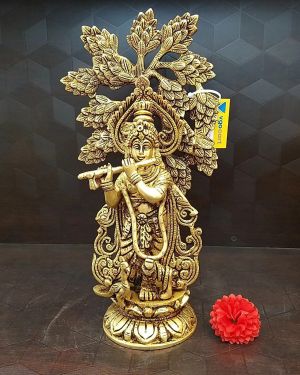 Pure Cow Krishna Under Tree 12″ / Pure & Antique