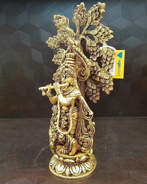 Pure Cow Krishna Under Tree 12″ / Pure & Antique