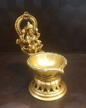 Brass Lakshmi With Diya Idol / Pure & antique 7″