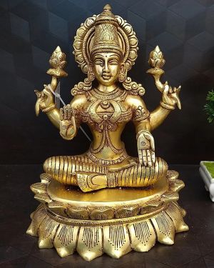 Brass Big Superfine Lakshmi Statue , Pure & Antique 11″