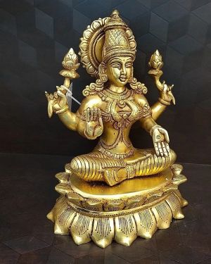 Brass Big Superfine Lakshmi Statue , Pure & Antique 11″