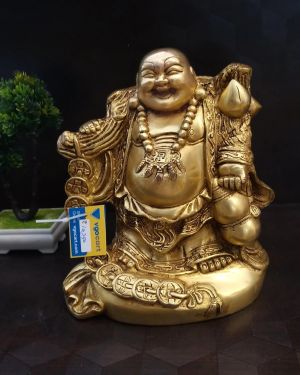 Brass Laughing Buddha Big Idol , Pure & Antique 10″