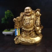 Brass Laughing Buddha Big Idol , Pure & Antique 10″