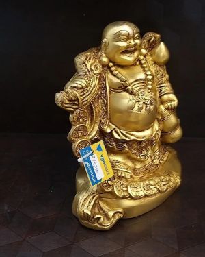 Brass Laughing Buddha Big Idol , Pure & Antique 10″