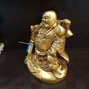 Brass Laughing Buddha Big Idol , Pure & Antique 10″