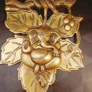 Brass Leaf Ganesha Statue , Antique Finish 10″