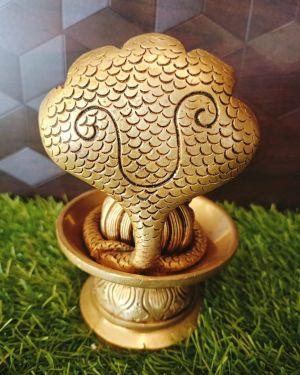 Brass Sivan Face On Lingam With Snake And Nandhi Idol / Pure & Antique