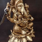 Brass Lotus Base Ganesha Idol , Pure & Antique