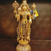 Brass Maha Vishnu Statue , Pure & Antique 12.5″