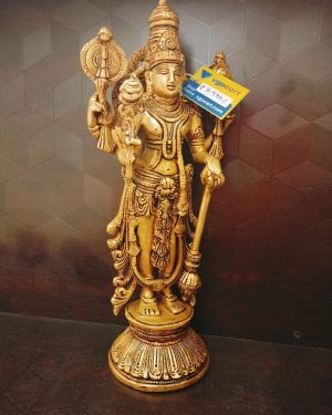 Brass Maha Vishnu Statue , Pure & Antique 12.5″