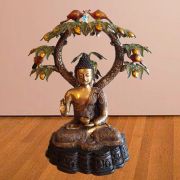 Brass Mango Tree Buddha Big Idol 30″ / Pure & Antique